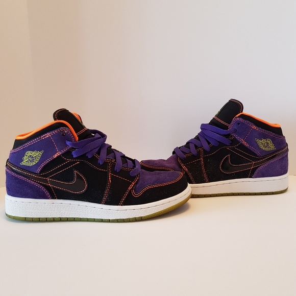 Air Jordan 1 Phat Gs Black Purple Orange-green - Picture 2 of 5